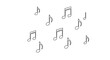© rglstrm - Simple Musical Notes Scattered on White Background - Music Symbols Illustration