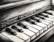 © Terry - a pencil sketch of piano keys focusing on the clean
