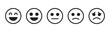 © Stock - Selection of five circular emoticon icons illustrating human facial expressions for rating systems.
