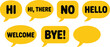 © Clinton Black - Speech, bubble icons, vector chat labels featuring hello welcome yes no bye and greeting messages for social networking communication and digital interface graphics.