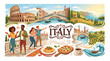 © design - Italy travel vector illustration with tourism icons