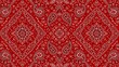 © Fatimah - Vibrant Red Bandana Pattern with Intricate Designs.
