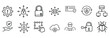 © Purnima - Network information guard privacy protection web line icons set gear settings lock arrows padlock eye scanner card shield & more vector illustration with editable stroke