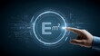 © Tanvir - Conceptual image of hand interacting with digital interface showing Em2 energy formula