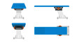 © ai tekno koncept - Diving board aquatic sports equipment with front side rear and top views vector illustration