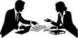 © MdSabu - Business professionals discussing contract over documents