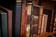 © Iván Gabaldón - Libros antiguos y encuadernaciones históricas en estantería de biblioteca clásica