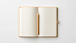 © pattozher - Blank Page and Pencil: An open notebook with clean, blank pages awaits inspiration, a wooden pencil resting vertically on the right page, ready for thoughts to flow.
