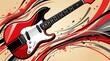 © R_H - Electric Guitar, Red, Abstract Background, Music Illustration, Rock Music, Graphic Design Element