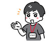 © gontyan - 笑顔で案内している黒いTシャツを着た男性のイベントスタッフ(上半身)