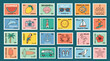 © Shawon - Collection of fun summerthemed cartoon stamps depicting various vacation and beach activities