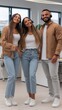 © Generative AI - Three Diverse Smiling Call Center Agents with Headsets in a Modern Office Environment