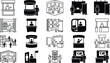 © Prodip - Trade show exhibition booth and event display kiosk collection with convention stands and presentation vector icons