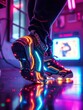 © Anawin - Cybernetic soles glow neon, warming on holographic embers, a futuristic chill dispelled by digital heat,  heat,  advanced
