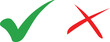 © Asma - Sharp green checkmark and red cross on isolated white background vector symbol for right and wrong choices. Modern flat design, Checkmark icon set. Checkmark right symbol tick sign