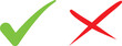 © Asma - Sharp green checkmark and red cross on isolated white background vector symbol for right and wrong choices. Modern flat design, Checkmark icon set. Checkmark right symbol tick sign