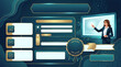 © MstSalma - Business woman presentation with digital dashboard infographic and strategy charts