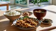 © DS - shogayaki teishoku, japanese ginger pork set meal with rice and miso soup