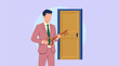 © Shearpedge Design - Businessman with key and door, concept of unlocking opportunity and success