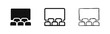 © drawing lines - Cinema theater seating and screen icons set for movie and entertainment apps