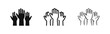 © drawing lines - Raised hands icon set in solid, outline, and hand-drawn styles representing community and volunteering
