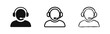 © drawing lines - Customer support call center operator icon set in flat, outline and hand-drawn sketch styles