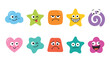 © tamimdesignhub - Set of Colorful Cartoon Shapes Featuring Diverse Facial Expressions Representing Human Emotions and Moods in a Flat Vector Design Collection