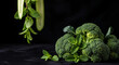 © Mirivox - Fresh broccoli and cucumber slices with mint leaves arranged on a dark textured surface, symbolizing healthy eating and natural ingredients