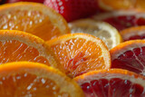 Fresh juicy citrus fruit slices with oranges blood oranges and lemons