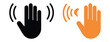 © MD. ARIF ISLAM - Waving hand greeting icon set featuring black and orange silhouette gestures for hello, goodbye, welcome, and communication concepts.