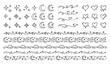 © Nirendranath - Celestial doodle vector icons set with thin line stars sparkles arrows and hearts for wedding invitation pattern designs