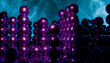 © Connect Images - Abstract 3D render of glowing purple molecular structures against a cosmic blue background. Illustration, rendering