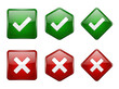 © Jakiaparvin - Green check and red cross icons set isolated on transparent background