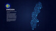 © Planet Caravan - Map of Sweden. Digital and interconnected country highlighting most important cities.