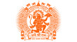 © role - Hanuman holding mountain with jay shri ram text in saffron crest