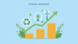 © Ruhul - Financial growth infographic on ethical investing showing green energy options, recycling, and sustainable finance options.