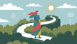 © Ruhul - Visionary woman standing on a winding path looking at the sun seeking destiny, knowledge, and direction.