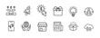 © Purnima - Digital marketing business startup online promotion web line icons set rocket ship pay per click bulb idea gift box & more vector illustration with editable stroke