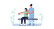 © HANDIKA - Physical Therapist assisting a patient with resistance band exercises for rehabilitation and strength training