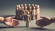 © picbox - Sad wooden figure excluded from group. Concept of bullying, discrimination, isolation, loneliness, and mental health in society, workplace or school.
