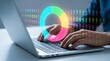© emad - Demographic analysis. Market segmentation and target audience analytics. Businessperson using laptop computer to analyze statistical data.
