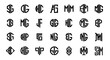 © Sudha - Monogram logos and letterforms in black on white background