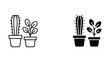 © Fatema - Cactus and houseplant in pots vector icon set for indoor gardening and home decor design themes