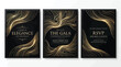 © S.Siam - Set of three luxury gala invitation templates with gold line art