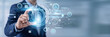 © Shevon - Businessman Hand Holding Document Management and information networking data, secure digital records, file organization systems, workflow automation tools, cloud storage and data protection solutions