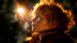 © Jana - Side profile of a curious child looking up towards bright magical glowing light in the dark