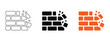 © welcome saiful - Demolition Brick Wall Icon Representing Construction Site Safety, Wall Breaking, Infrastructure Removal, and Engineering Work Concepts, vector design