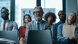 © Justlight - Diverse policy advisors in a modern meeting room review biotech charts and agriculture folders, with one empty chair and stacked papers suggesting delay; tense mood, cool window light, wide