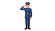 © Dhiyak Boneto - Illustration of a military officer in a blue uniform saluting with a white background.