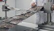 © DigitalSpace - Coldconditioned shingle samples are tension tested in a quality control lab captured in medium shot to showcase the effects of low temperatures on material resilience and